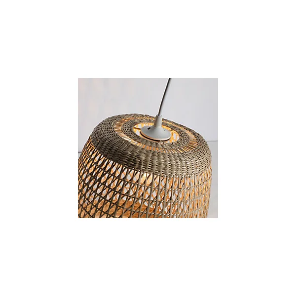 Suspension ronde Mali en jacinthe d'eau beige E27 ⌀.30 x H.100 cm Lussiol