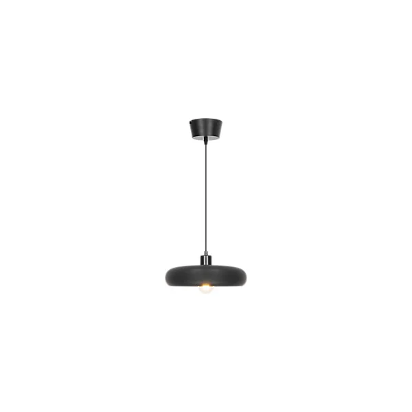 Suspension ronde noire en céramique E27 15W, H.110 x Ø30 cm, GoodHome Osage
