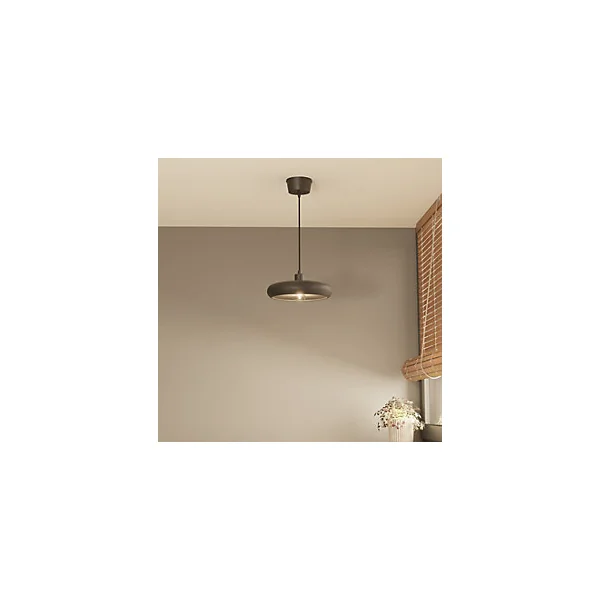 Suspension ronde noire en céramique E27 15W, H.110 x Ø30 cm, GoodHome Osage