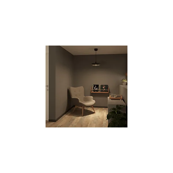 Suspension ronde noire en céramique E27 15W, H.110 x Ø30 cm, GoodHome Osage