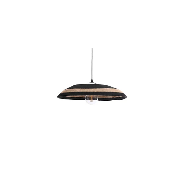 Suspension ronde Sampai tissu noir et beige IP20 E27 10W Ø.50 x H.92 cm Lussiol