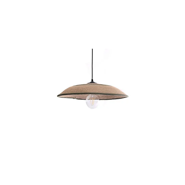 Suspension ronde Saya tissu noir et vert amande IP20 E27 10W Ø.50 x H.92 cm Lussiol