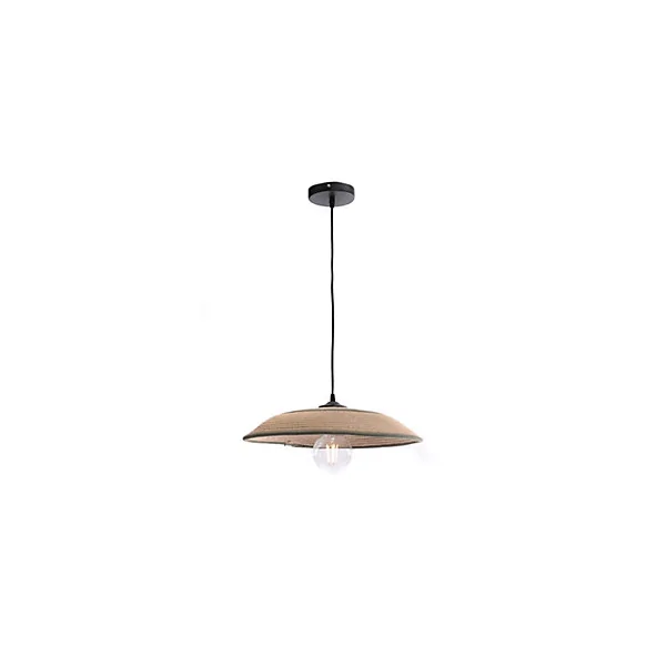 Suspension ronde Saya tissu noir et vert amande IP20 E27 10W Ø.50 x H.92 cm Lussiol