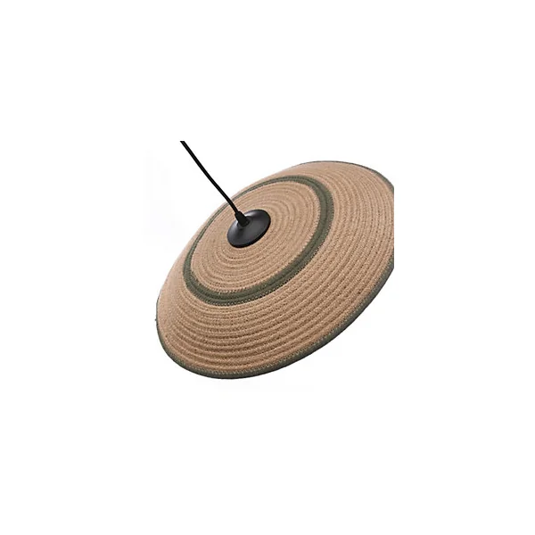 Suspension ronde Saya tissu noir et vert amande IP20 E27 10W Ø.50 x H.92 cm Lussiol