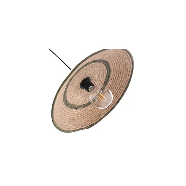 Suspension ronde Saya tissu noir et vert amande IP20 E27 10W Ø.50 x H.92 cm Lussiol