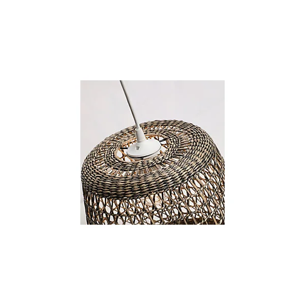 Suspension ronde Tobago en jacinthe d'eau beige foncé E27 ⌀.30 x H.100 cm Lussiol