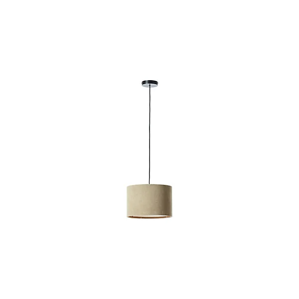 Suspension ronde Tony velours cotelé beige Ø35cm IP20 E27 20W Brilliant