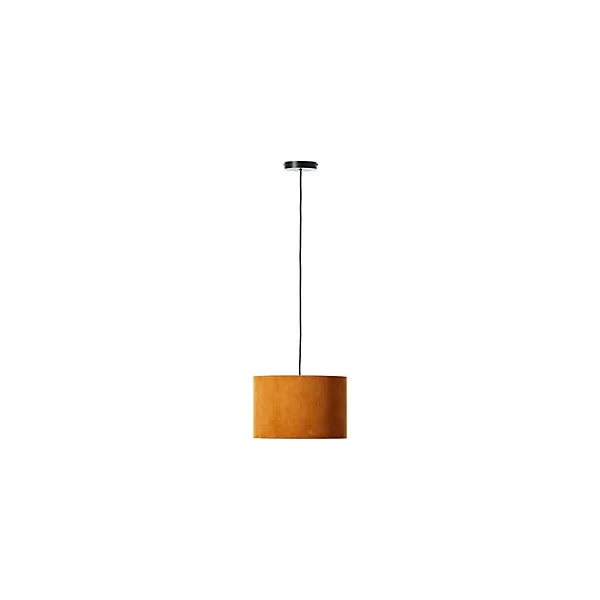 Suspension ronde Tony velours cotelé jaune moutarde Ø35cm IP20 E27 20W Brilliant