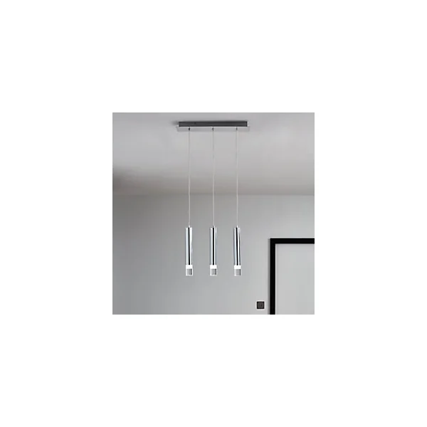 Suspension Rossak 3 lampes LED intégrée argent