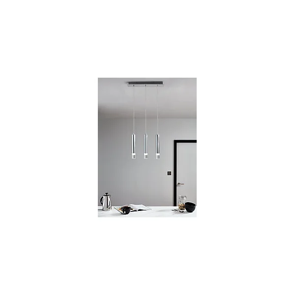 Suspension Rossak 3 lampes LED intégrée argent