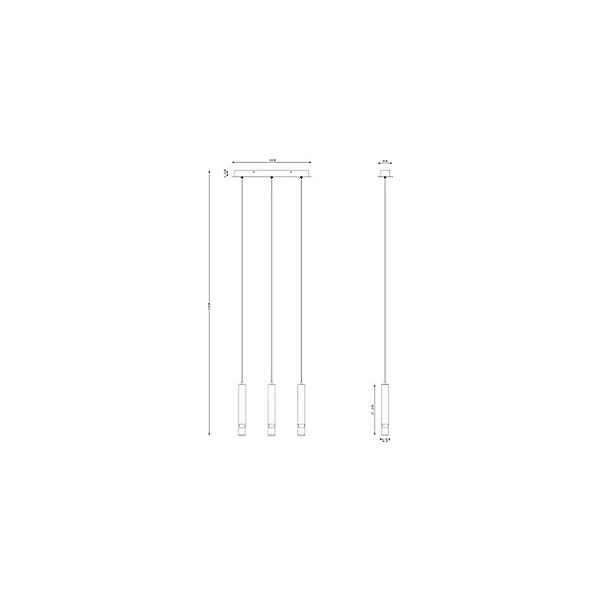 Suspension Rossak 3 lampes LED intégrée argent