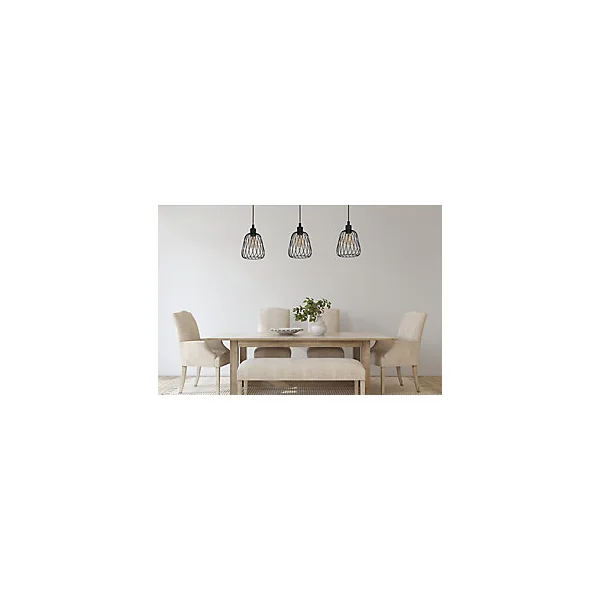 Suspension Rufford 3 lumières E27 IP20 40W ⌀18 x H.110cm noir mat