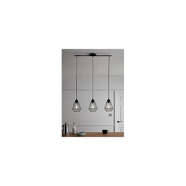 Suspension Smertrio 3 lampes E27 IP20 noir