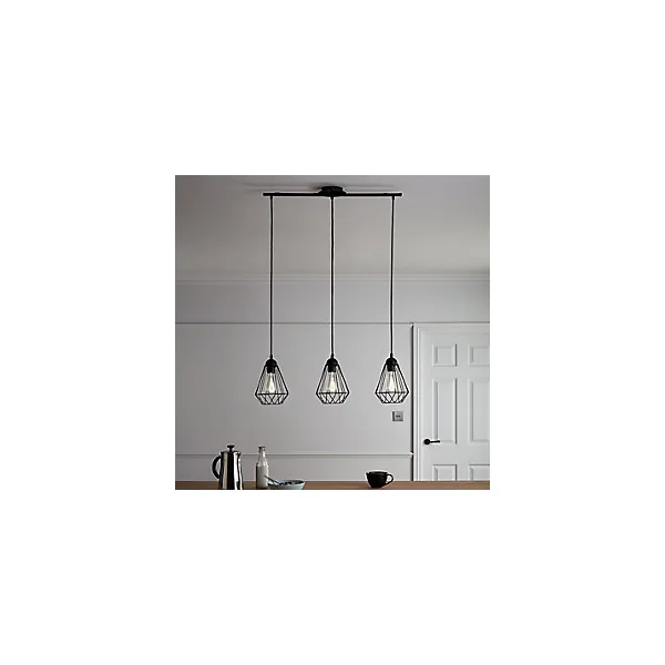 Suspension Smertrio 3 lampes E27 IP20 noir