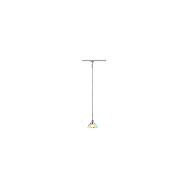 Suspension sur rail Sarrasani gris chromé mat verre dichroïque URail Ø.14 x H.140cm IP20 E14 20W dimmable Paulmann