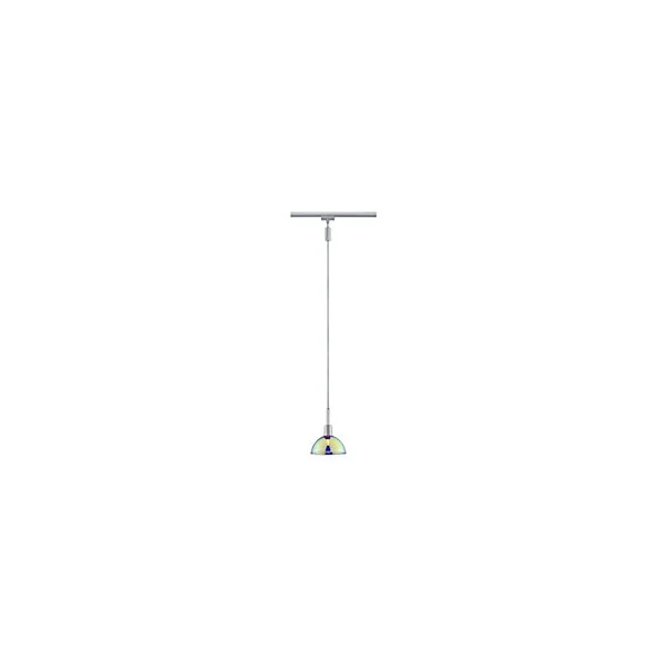 Suspension sur rail Sarrasani gris chromé mat verre dichroïque URail Ø.14 x H.140cm IP20 E14 20W dimmable Paulmann