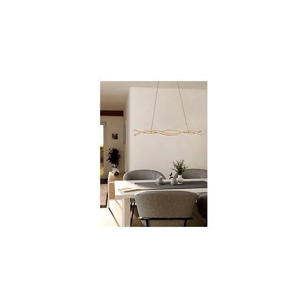 Suspension vagues LED intégrée Lasana 4 acier effet bois IP20 35W L.90cm Eglo