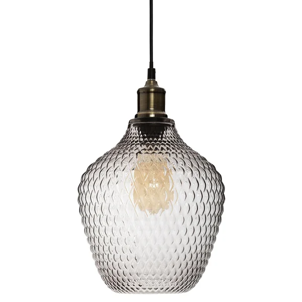 Suspension verre fumée OMAHA douille métal H 25cm