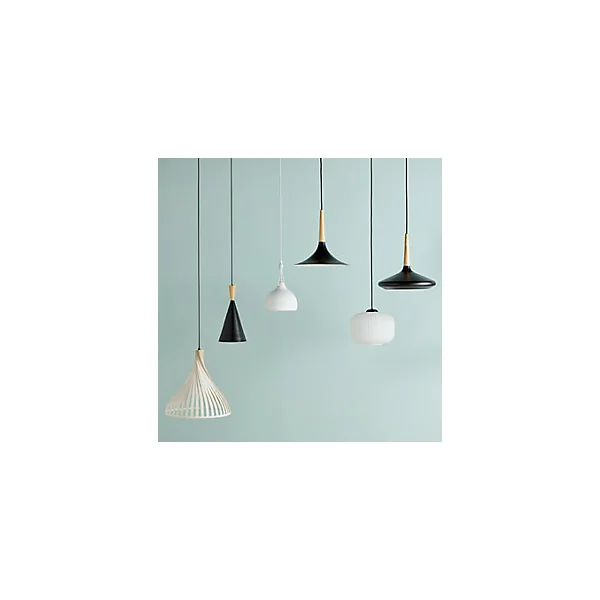 Suspension Walgis E27 IP20 noir et blanc ⌀30cm