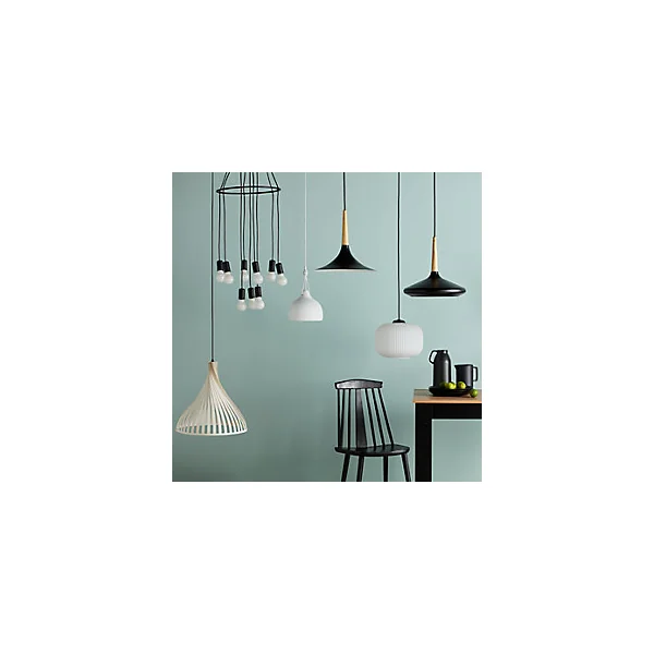 Suspension Walgis E27 IP20 noir et blanc ⌀30cm