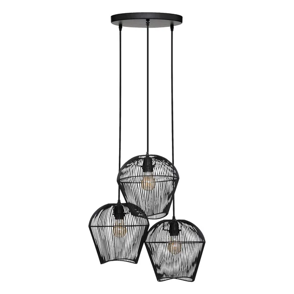 Suspension x3 JENA en métal noir D 26cm