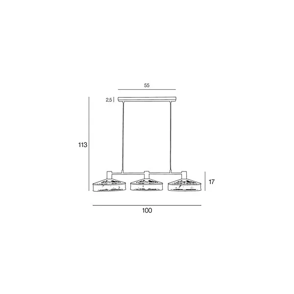Suspension Zelie 3 lumières E27 40W IP20 L.100xH.113cm Corep