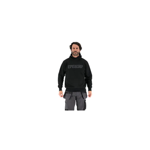 Sweatshirt à capuche Erbauer gris taille L, en coton/polyester, large poche kangourou