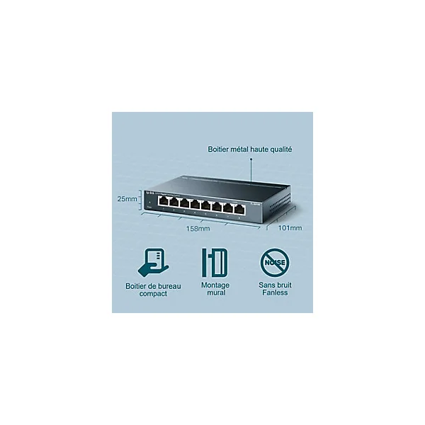 Switch de bureau 8 ports 10/100/1000 Mbps TP-Link