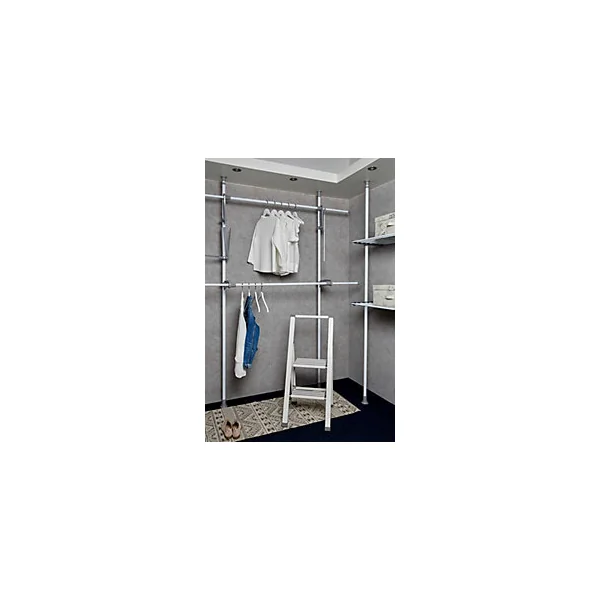 Système de penderie extensible Hercules Flex Wenko H. 165 à 300 cm x L. 116 à 190 cm blanc