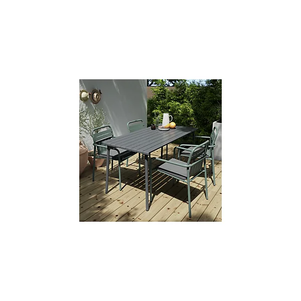 Table acier mat gris foncé L.152.6 x l.76 x H.75cm Lithari GoodHome