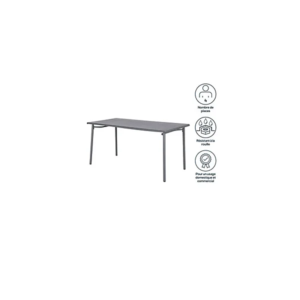 Table acier mat gris foncé L.152.6 x l.76 x H.75cm Lithari GoodHome