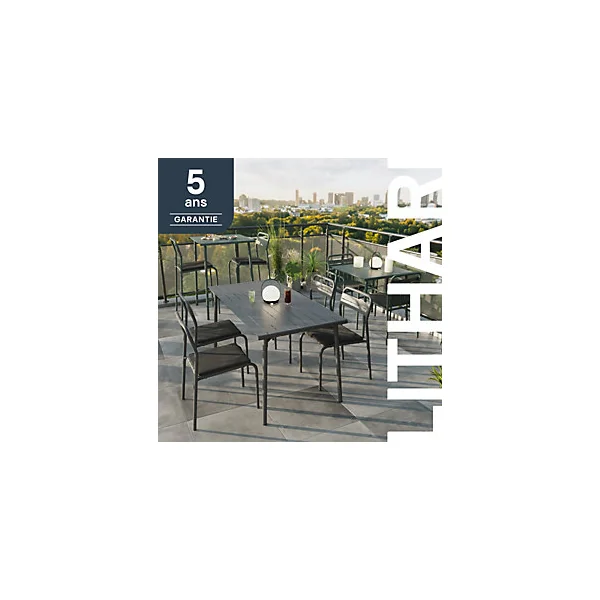 Table acier mat gris foncé L.152.6 x l.76 x H.75cm Lithari GoodHome