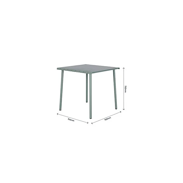 Table acier mat vert laurier L.76.6 x l.76 x H.75cm Lithari GoodHome