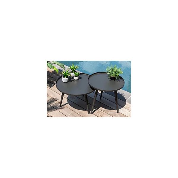 Table basse Antiparos acier inoxydable ⌀60cm gris anthracite