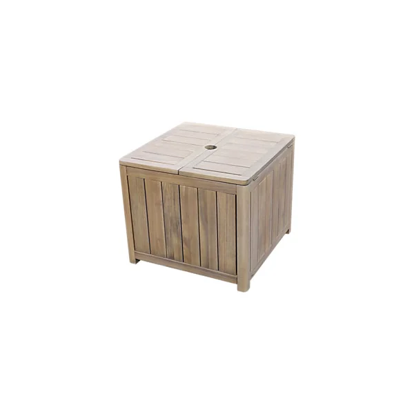 Table basse de jardin avec trous pour parasol carré bois d'acacia GoodHome Riveo