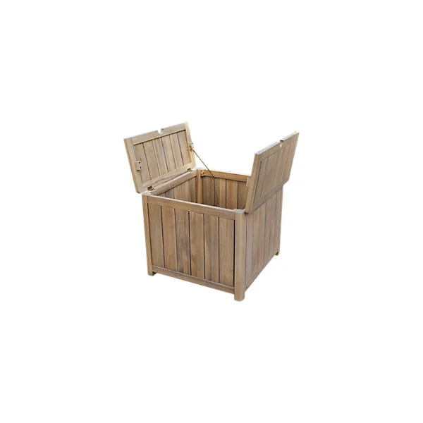 Table basse de jardin avec trous pour parasol carré bois d'acacia GoodHome Riveo