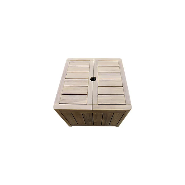 Table basse de jardin avec trous pour parasol carré bois d'acacia GoodHome Riveo
