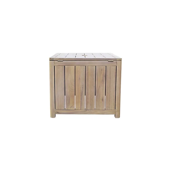 Table basse de jardin avec trous pour parasol carré bois d'acacia GoodHome Riveo