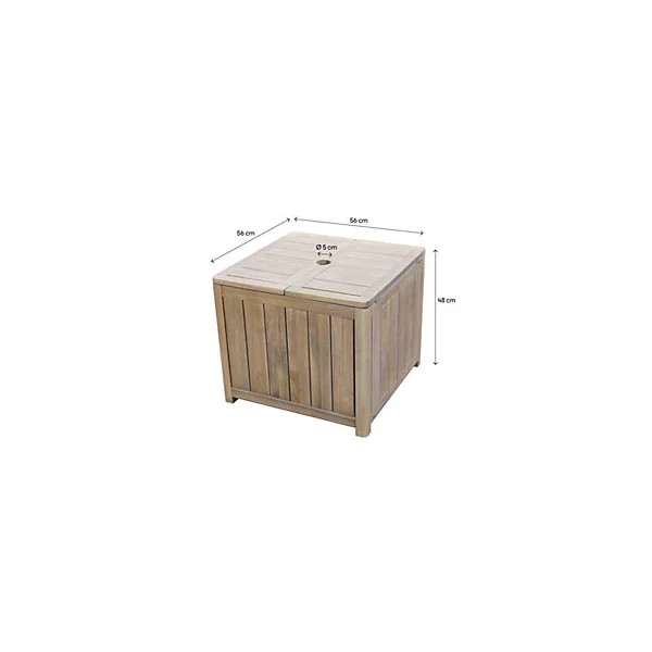 Table basse de jardin avec trous pour parasol carré bois d'acacia GoodHome Riveo