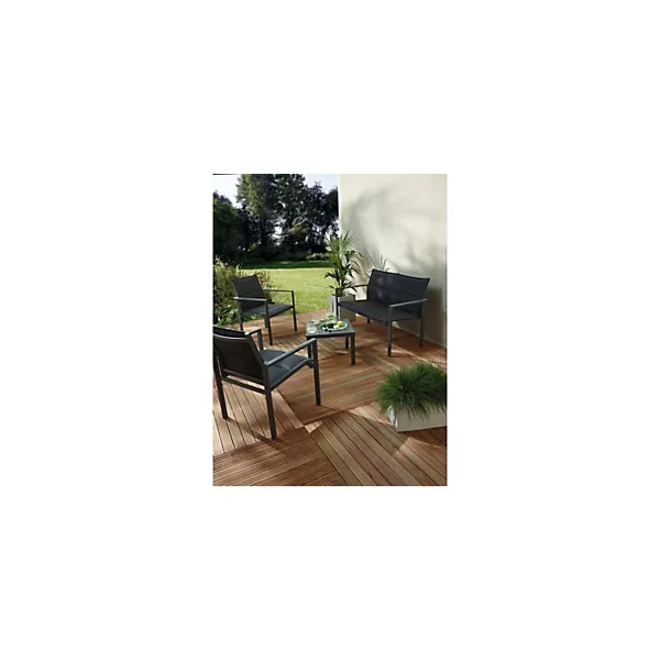 Table basse de jardin en alu Batz lattes noire