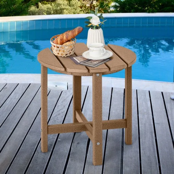 Table Basse de Jardin en HDPE Anti-UV Charge max.:100 KG Table d’Appoint Intérieur Extérieur Noir/Café/Gris/Blanc