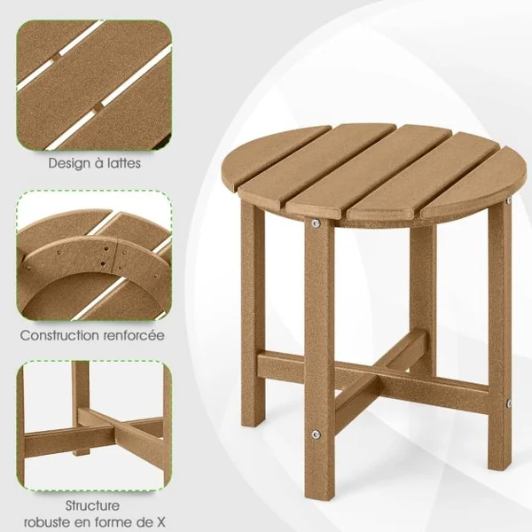 Table Basse de Jardin en HDPE Anti-UV Charge max.:100 KG Table d’Appoint Intérieur Extérieur Noir/Café/Gris/Blanc
