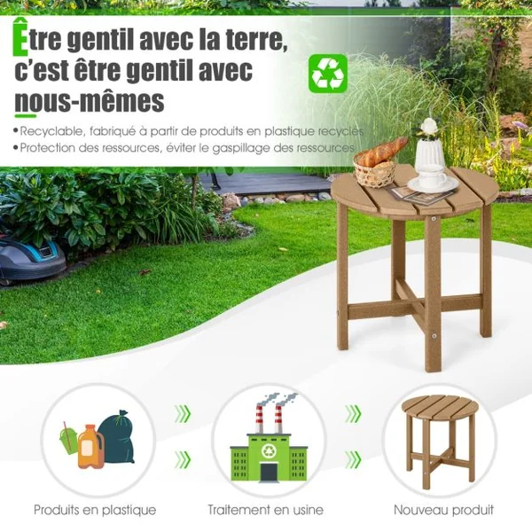 Table Basse de Jardin en HDPE Anti-UV Charge max.:100 KG Table d’Appoint Intérieur Extérieur Noir/Café/Gris/Blanc
