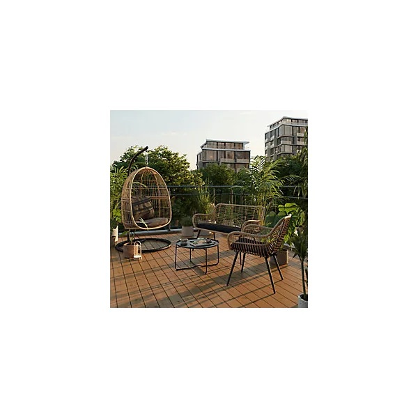 Table basse de jardin en métal GoodHome Nova ebony ø65 cm