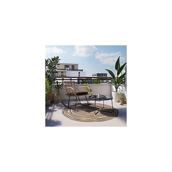 Table basse de jardin en métal GoodHome Nova ebony ø65 cm