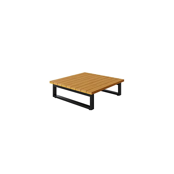 Table basse de jardin Moala en aluminium et bois coloris bois naturel L.80 x l.80 x H.23,5 cm