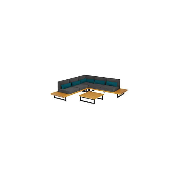 Table basse de jardin Moala en aluminium et bois coloris bois naturel L.80 x l.80 x H.23,5 cm