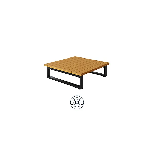 Table basse de jardin Moala en aluminium et bois coloris bois naturel L.80 x l.80 x H.23,5 cm