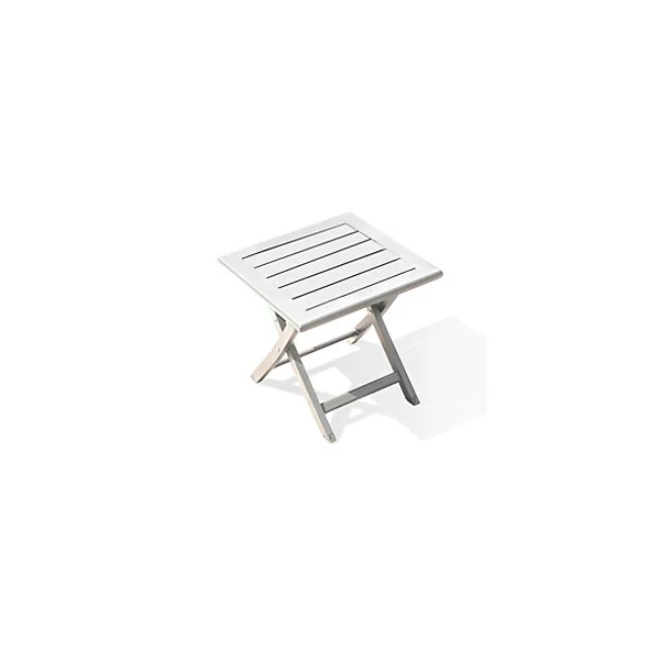 Table basse de jardin pliante Marius aluminium blanc L.43 x l.43 x H.40 cm City Garden