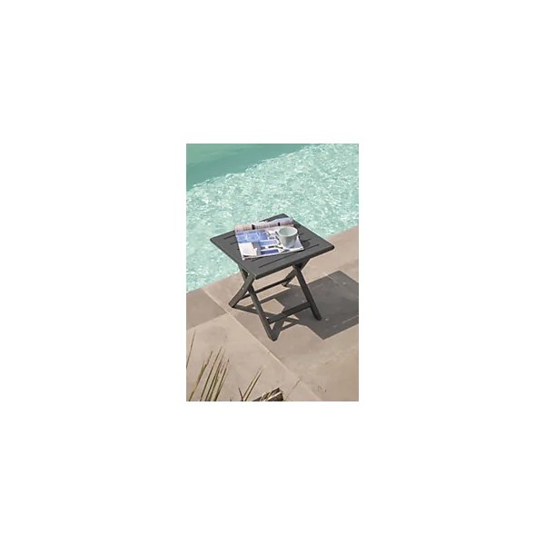 Table basse de jardin pliante Marius aluminium gris L.43 x l.43 x H.40 cm City Garden